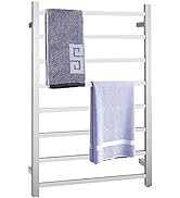 Tangkula Towel Warmer 8 Bars, Wall Mounted Electric Heated Towel Rack, Plug-in Polished 304 Stain...