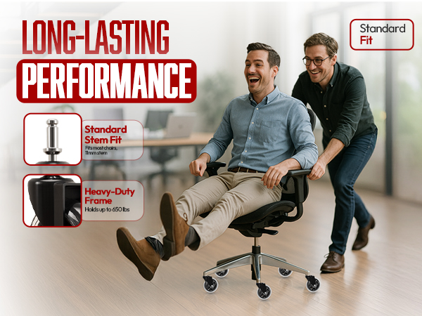 Office chair casters, heavy duty wheels