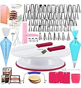 Gift For Women-Cake Decorating Supplies Kit for Beginners RFAQK 200PCs -Cake Turntable with 48 Nu...