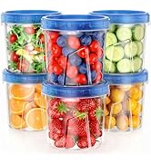 Winproper 6 Pack-24 OZ Freezer Storage Containers Set, Small Plastic Containers with Twist Top Li...