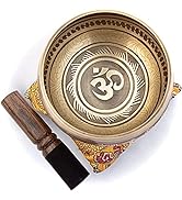Tibetan Singing Bowl Set - Easy To Play - Om Design For Meditation Sound Chakra Yoga Healing 4 In...