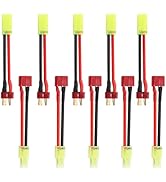 Tosiicop Mini Tamiya Connector to Deans - T Plug 10pcs 16AWG Male Reversed Female Cable Wire Adap...
