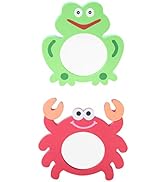 Toyandona EVA Bath Toys - Baby Bathtub Toys with Mirror for Toddlers 1-3 years, 2pcs Frog Crab Set