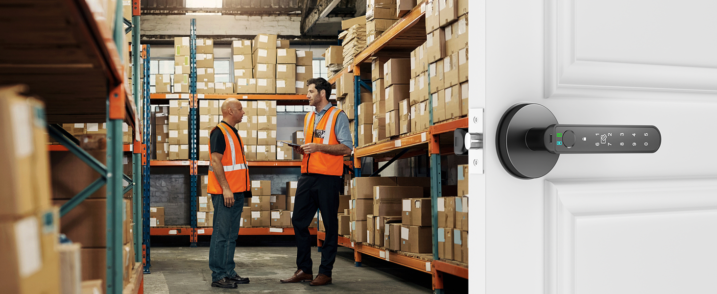 wifi door lock with handle round black