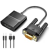 FOINNEX VGA to HDMI Adapter Converter with Audio, PC VGA Source Output to TV/Monitor with HDMI Co...
