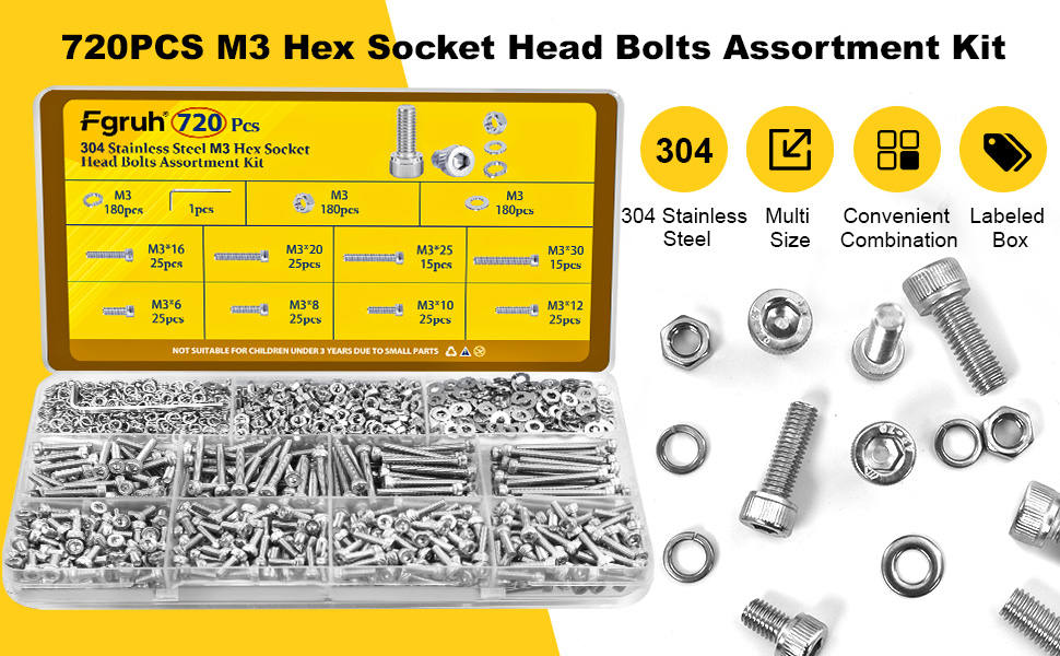 m3 socket head cap screw assortment kit