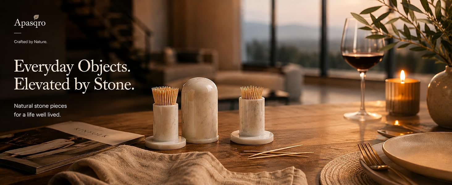 White Carrara Marble Toothpick Holder with Lid