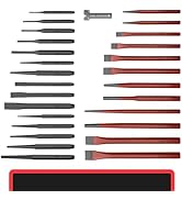 AMM 28 PCS Heavy Duty Punch and Chisel Set, Including Taper Punch, Cold Chisels, Pin Punch and Ce...