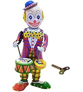 Toddmomy Tinplate Figure Toy Wind Up Clown Doll Wind up Drummer Toy Tinplate Drumming Clown Figur...