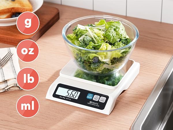 BOMATA 0.1g Food Scale, 13lb Digital Kitchen Scale with Removable Stainless Steel Pan