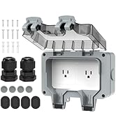 Outdoor Outlet Box, IP66 Waterproof Outdoor Outlet Box with Lockable Cover (Double Plug Socket)