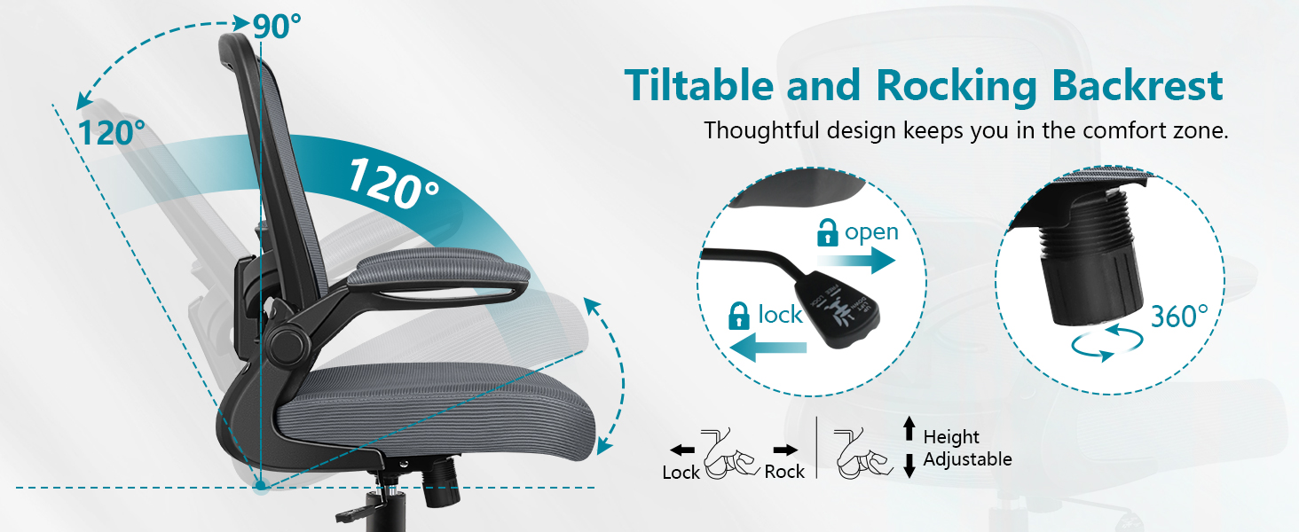 tiltable and rocking backrest