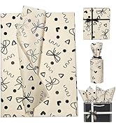 Kraft Brown Tissue Paper, Black Bow Gift Wrapping Tissue Paper for Gift Bags Packaging, Modern Ha...