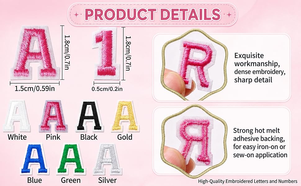 letters and numbers iron on patches