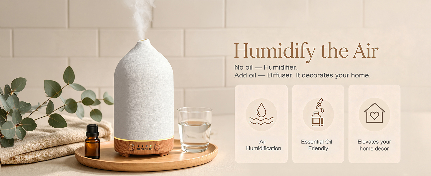 Gooamp 200ML Ceramic Essential Oil Diffuser