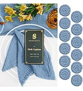 Showgeous Gauze Cloth Napkins Set of 12 Cotton Napkins 16x16 Inches 100% Cotton Cloth Napkins Che...