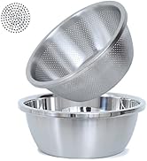 304 Stainless Steel Microporous Colander, 2-Qt Large Capacity with Mixing Bowl For washing vegeta...