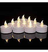 Battery Operated Tea Lights Candles: 24 Pack Realistic and Bright Flickering Holiday Gift Flamele...