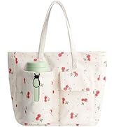 Veki Corduroy Tote Bag for Women, Large Tote with Zipper, Adjustable Drawstring &amp; Velcro Divider ...