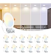 BesLowe 12 Packs 6 Inch 5CCT LED Recessed Ceiling Lights Ultra-Thin with Junction Box, 12W 150W E...