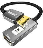 Veecoona DisplayPort 1.4 to HDMI 2.1 Adapter [8K@60Hz, 4K@120Hz] Unidirectional DP Source to HDMI...