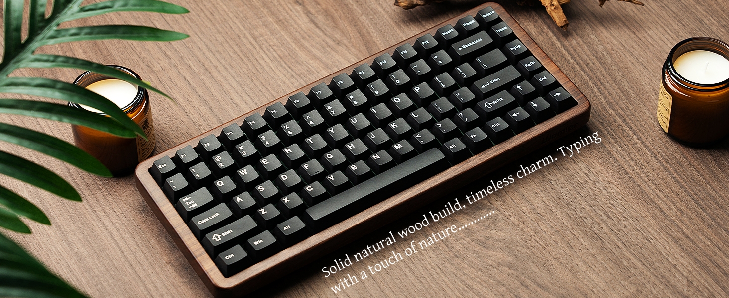 75% Mechanical Keyboard Wireless with QMK/VIA, WD75 V2 Wood Gaming Keyboard