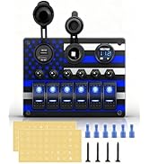 IZTOSS 6 Gang Boat Switch Panel Waterproof Rocker Switch Panel with Circuit Breaker Aluminum Amer...