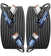 toocki USB C Cable [2Pack, 10ft] 100W Right Angle Fast Charging Cord, Nylon Braided USB 2.0 Cable...