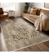 Jainmy Brown Medallion 5x7 Area Rugs for Living Room, Washable Non Slip Bedroom Rug with Distress...