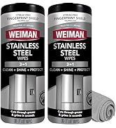 Weiman Stainless Steel Cleaner &amp; Polish Kit, 2 Wipes &amp; Cloth, Anti-Fingerprint, Removes Grease, W...