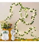 HEYFUNi Vines with Lights, 23 Ft 73 Led Fake Ivy Vines with Fairy Lights USB/Battery Operated, Le...