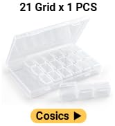 Cosics 21 Grid Bead Rhinestone Organizer, Small Clear Storage Box with Separate Lids for Fake Nai...
