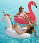 Inflatable Unicorn Flamingo Pool Floats - Jasonwell 2 Pack Pool Floaties Inflatables Rafts