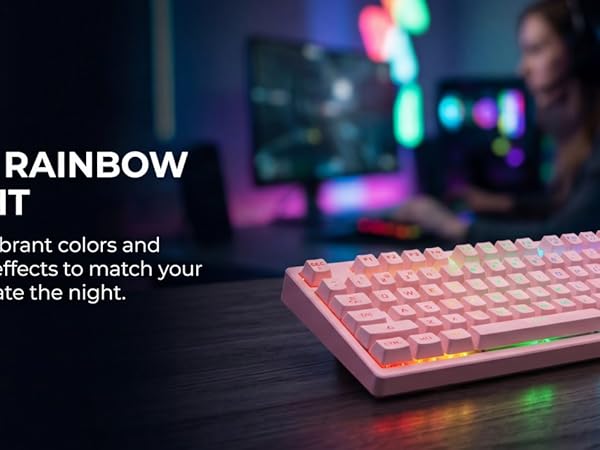 pink keyboard with 7 colors backklight
