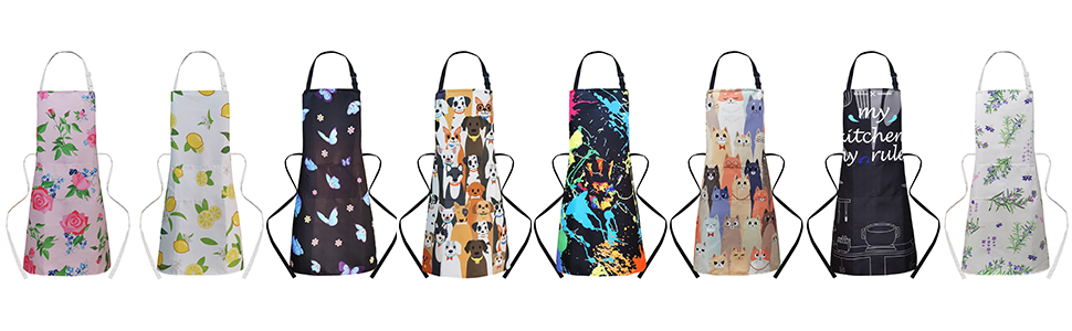 Adjustable Waterproof Kitchen Apron for Women with 2 Pockets