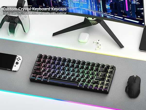 PBT Keycaps, Shine Through Keycaps Black 60 65 75 100 Percent, Crystal Jelly Translucent Key caps