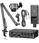 Depusheng RX2 USB Computer Recording Kit with Audio Interface, 48V Condenser Microphone, Cantilev...
