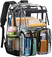 Vorspack Heavy Duty Clear Backpack - Extra Large Multi-pockets Clear Bookbag for Girls, Boys, Tra...