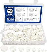 BOPOREAE 250 PCS Plastic Plugs for Round Holes 1" 7/8" 3/4" 5/8" 1/2" 3/8" 5/16" 1/4" Assorted Wh...
