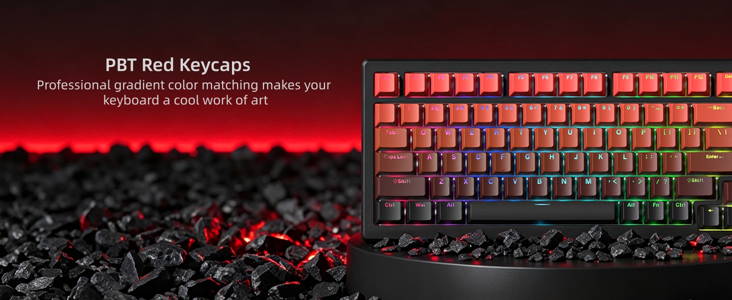 Shine Through Keycaps, PBT Keycaps, Red Keycaps 135 Keys