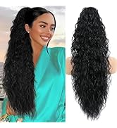 LEDIZE Ponytail Extension, Claw Clip on Pony tails Hair Extension for Women 28 Inch Long Wavy Cur...