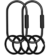 Yebongda Key Chain, Brass Key Rings 2 Pack Screw Lock Key Organizer with 4 Rings Carabiner Keycha...