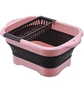 Alltiett 2.77 Gallon (10.5L) Collapsible Dish Basin with Drain Plug, Outdoor Multiuse Foldable Si...