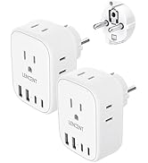 LENCENT 2 Pack Germany France Travel Power Adapter, Schuko Type E/F Power Plug Adaptor with 4 USB...