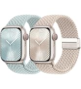 Braided Stretchy Bands with Magnetic Clasp Compatible for Apple Watch Band 38mm 40mm 41mm 42mm 44...