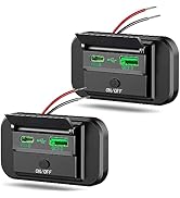 2PCS 12V RV USB Outlet with Power Switch, 48W Dual PD3.0 Type-C & Quick Charge QC3.0 USB-A Port P...