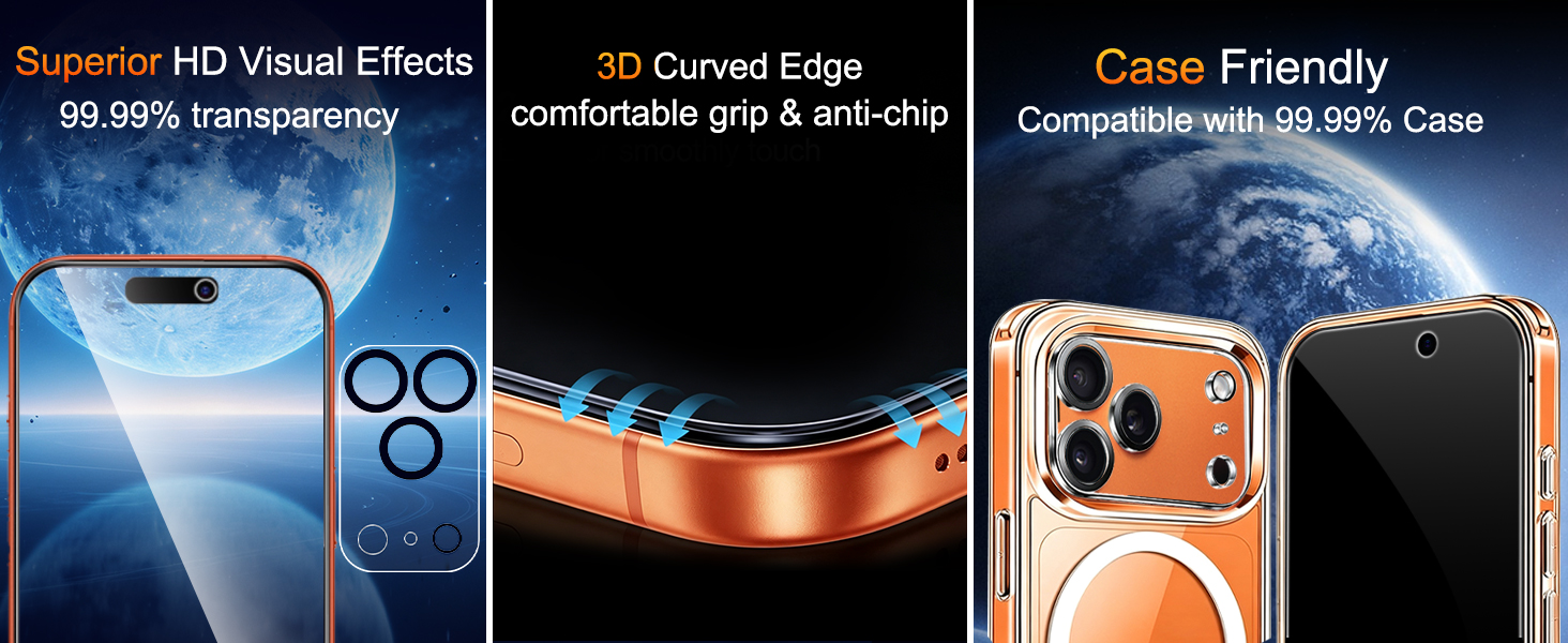 Tempered Glass Screen Protector for iPhone 17 Pro Max