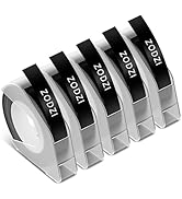 Zodzi Embossing Label Tapes Replacement for Dymo Label Maker Refills, 3/8 Inch 3D Plastic Label M...