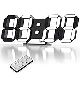EDUP HOME 3D LED Clock Desk Alarm Clock Wall Clock with Remote Control, 9.7" LED Electronic Clock...