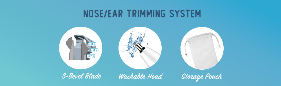3 Bevel Washable Head with Storage Pouch - Ladies Nose and Ear Trimming System
